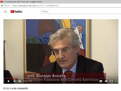 L'intervento del prof Giuseppe Acocella in occasione della presentazione del rapporto delle attività 2014, della Fondazione della Comunità Salernitana.